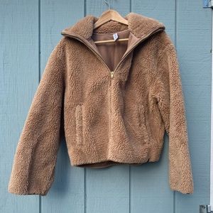 Varley camel Sherpa fleece zip up jacket; worn once
